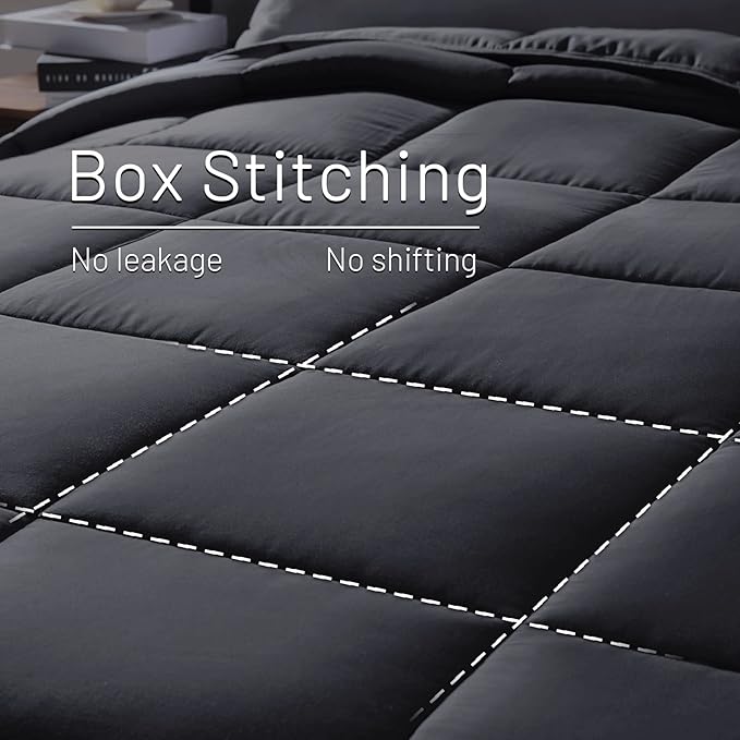 NEXHOME PRO Cooling Lightweight Comforter Queen, Organic Viscose from Bamboo Duvet Insert,Summer Bedding Blanket Cool for Hot Sleepers,8 Corner Tabs Dark Grey(90"x 90")