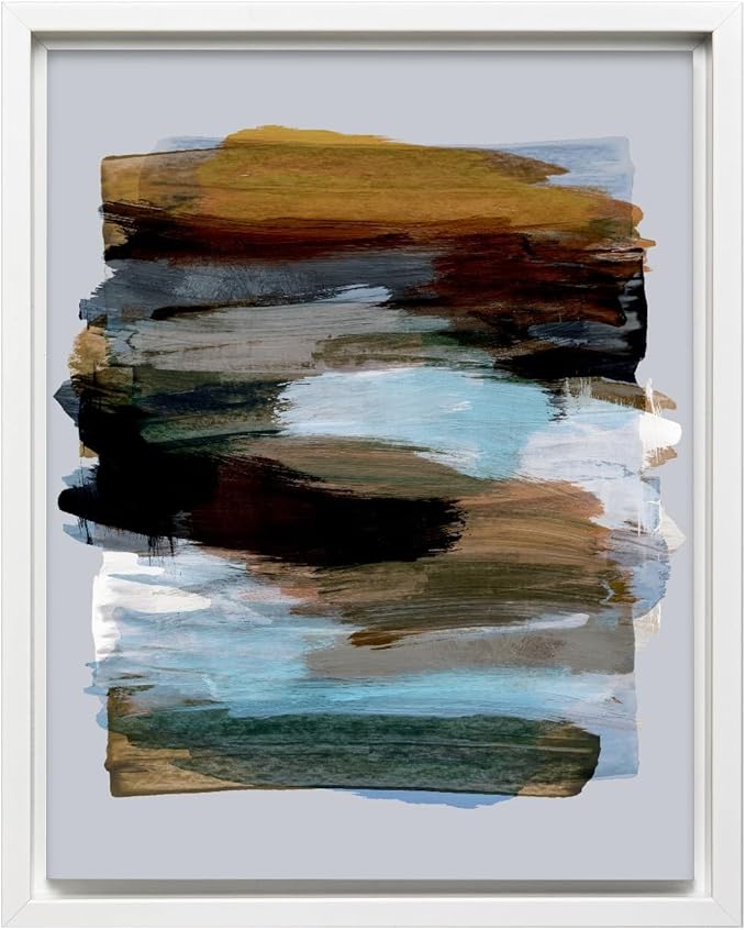 Monem Art Abstract Earth Tone Brushstroke Print - Modern Painterly Art Poster - Wall Decor for Living Room, Bedroom or Office - 16x20 White Framed CANVAS Wall Art by Mareike Bohmer
