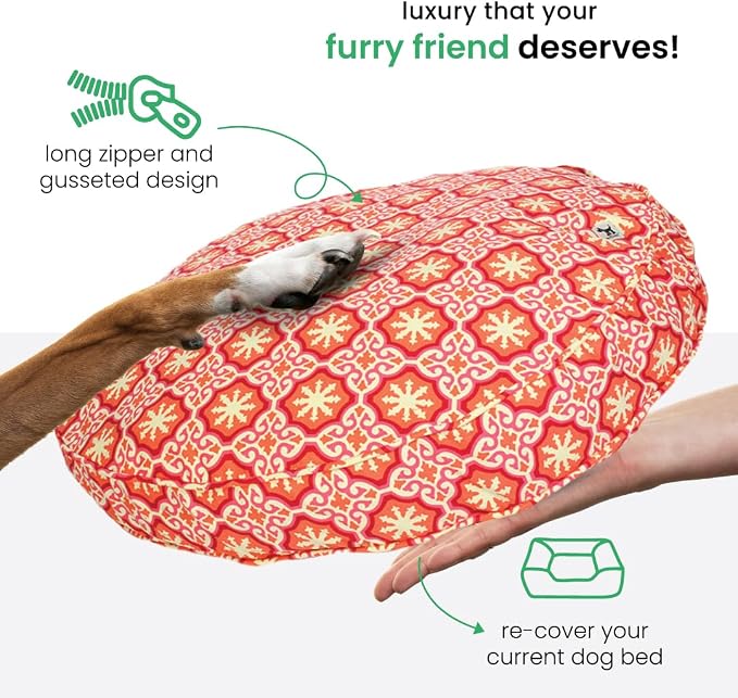 Molly Mutt Medium to Large Dog Bed Cover - Papillon Print - Measures 36” x 5’’ - 100% Cotton - Durable - Breathable - Sustainable - Machine Washable Dog Bed Cover