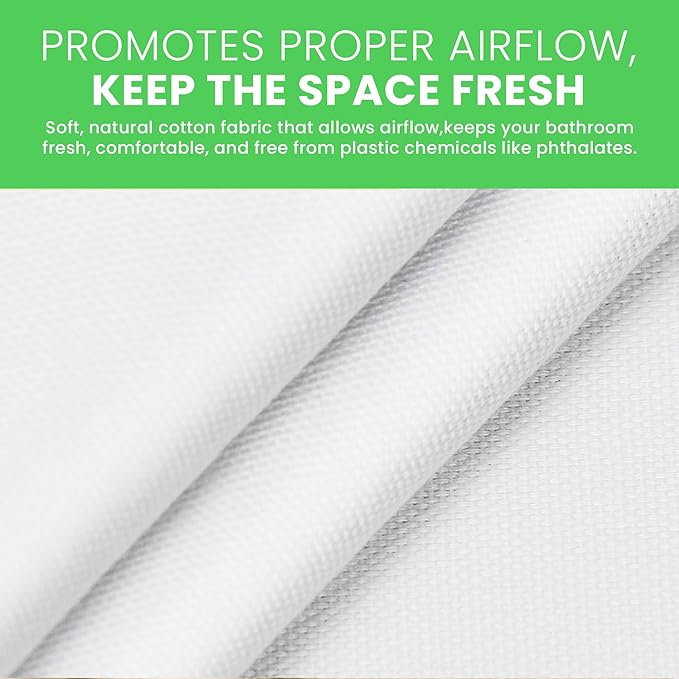 FABRIC SHOWER CURTAIN LINER 36"x74" SMALL Stall Size - Stylish Quality Bathroom Drape - Earth Friendly Non-Toxic Odor-Free WHITE Cotton Liner, Light-Weight Washable natural Shower Curtain 36WC