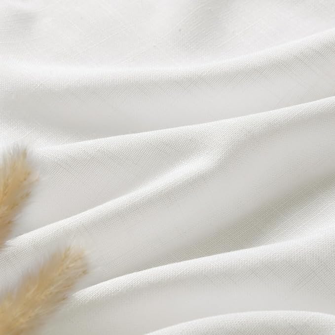 Nanspring Off White Semi Sheer Linen Curtains 72 inch Length for Living Room Back Tab Rod Pocket Modern Farmhouse Coastal Decor Off White Cotton Textured Gauze Curtains for Dining Room Office 52x72
