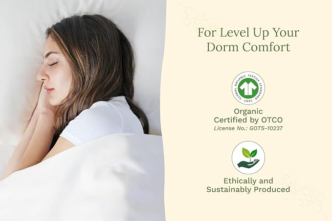 Organic Cotton Twin Sheets Set - 100% Organic Cotton, GOTS Certified, 400 Thread Count, Deep Pocket, Chemical-Free, Soft Sateen Weave, Hypoallergenic, All-Season, Breathable Sheet Set (Twin - White)