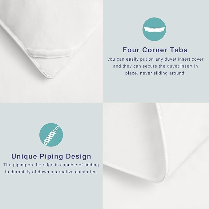 ACCURATEX Oversized King Duvet Insert Comforter 120x98,100% Cotton 400GSM Thick Fluffy Down Alternative Comforter,Breathable Soft White Hotel Bed Duvet Insert with Corner Tabs