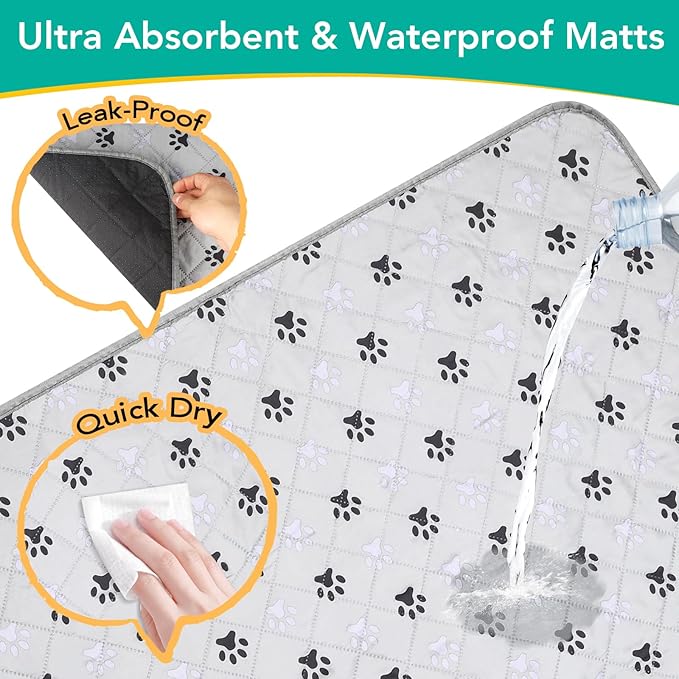 FURWEY 5 Pack Large 36"X41"Washable Pee Pads for Dogs Super Absorbent Dog Training Pads Non-Slip Waterproof Pet Training Pads Mats Whelping Pads for Dogs Cats Puppy