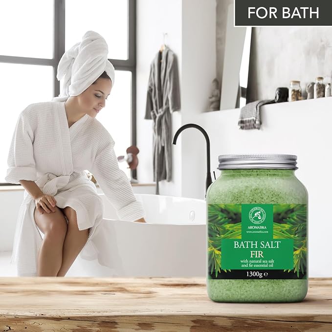 Fir Bath Salt with Natural Fir Essential Oil 46 Ounces - Natural Bath Sea Salt - Coniferous Salts - Best for Bath - Relaxing - Body Care - Beauty - Aromatherapy