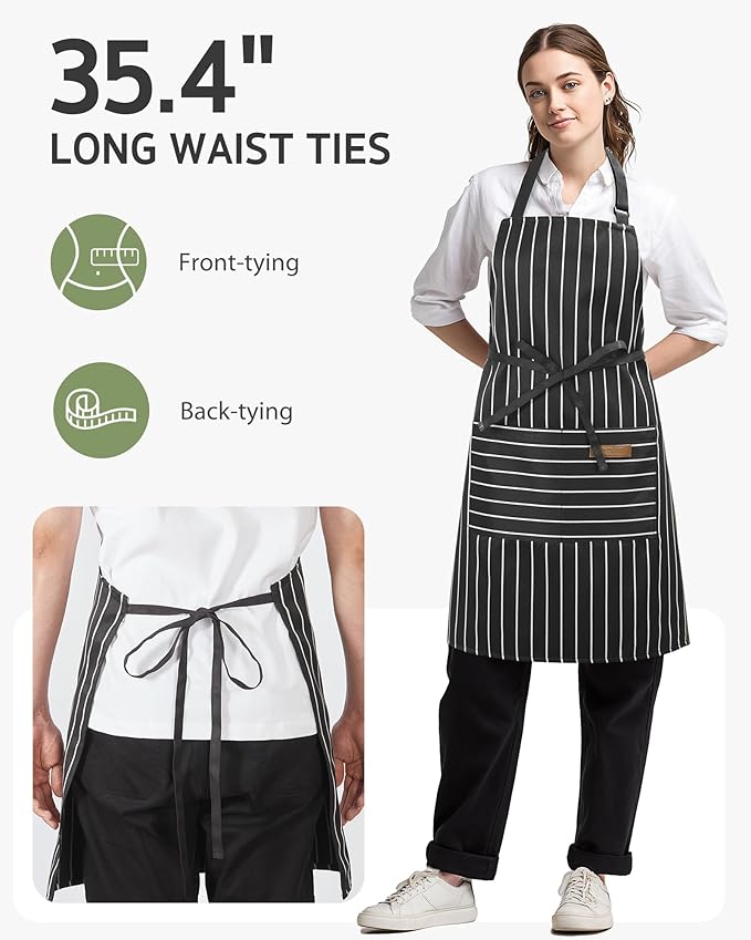 Syntus Apron for Men Women, Adjustable Cooking Kitchen Chef Aprons with 2 Pockets