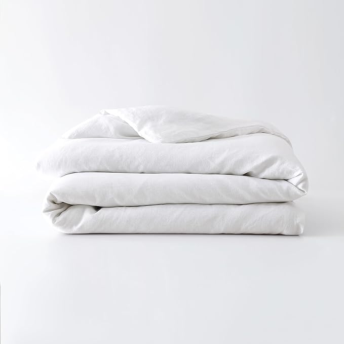 Baloo 100% French Linen Duvet Cover for Weighted Comforter (White - 90"x90" - Full/Queen Size) | Cooling, Soft & Durable | Certified European Flax® | for Baloo 15 & 20lbs Weighted Comforter