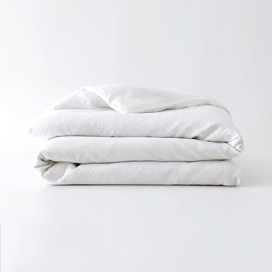 Baloo 100% French Linen Duvet Cover for Weighted Blanket (White - 60"x80" - Full/Queen Size) | Cooling, Soft & Durable | Machine Washable & Dryer Safe | Oeko-TEX® Standard 100 Certified