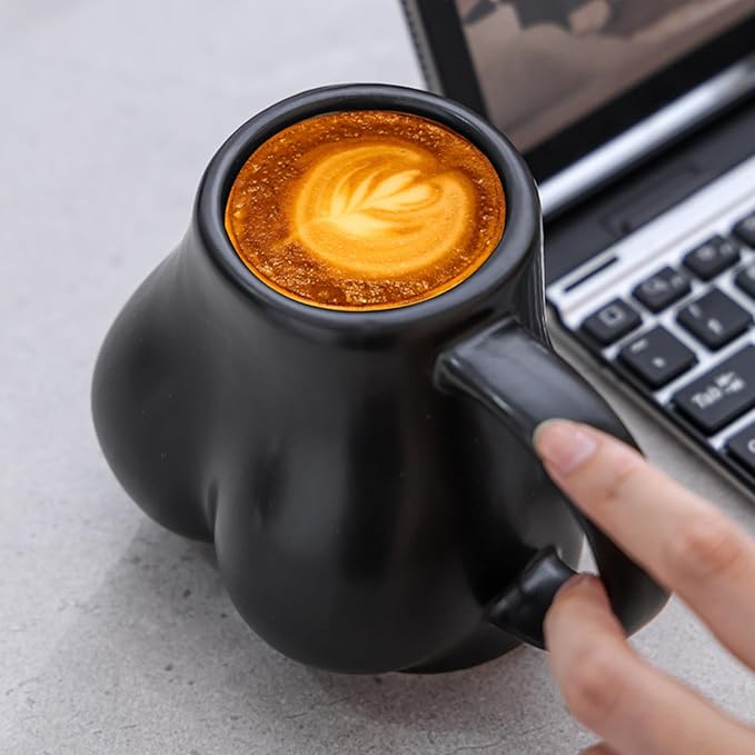 Creative and personalized handmade coffee cup, hip structure, natural, ceramic, mug water cup (White)