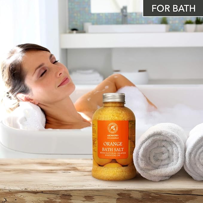 Orange Bath Salts w/Natural Orange Essential Oil 21.16 Oz - Good for Beauty - Bathing - Body Care - Wellness - Spa - Bath (Pack of 2)