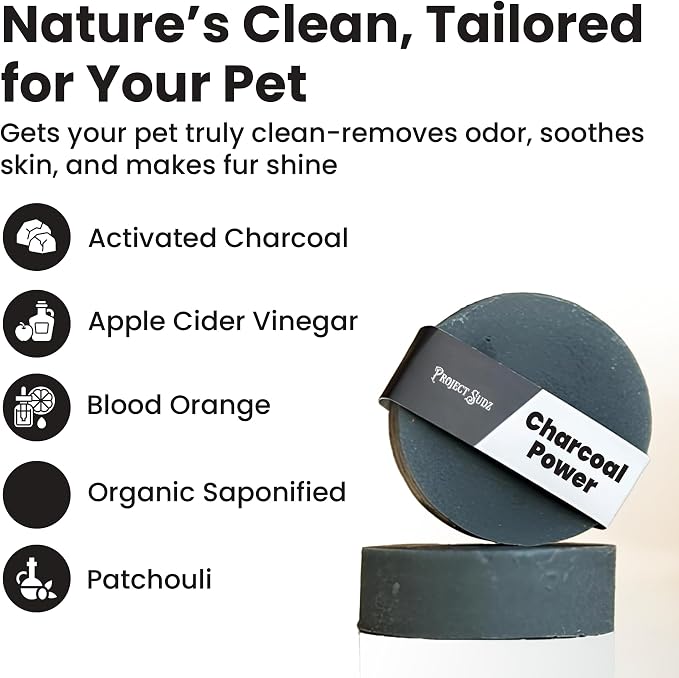Project Sudz Activated Charcoal Organic Bar Shampoo for Dogs | Odor Eliminating Dog Shampoo Bar (1)