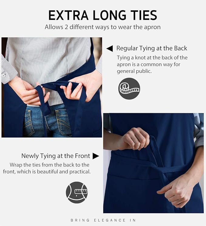 Syntus Apron for Men Women, Adjustable Cooking Kitchen Chef Aprons with 2 Pockets