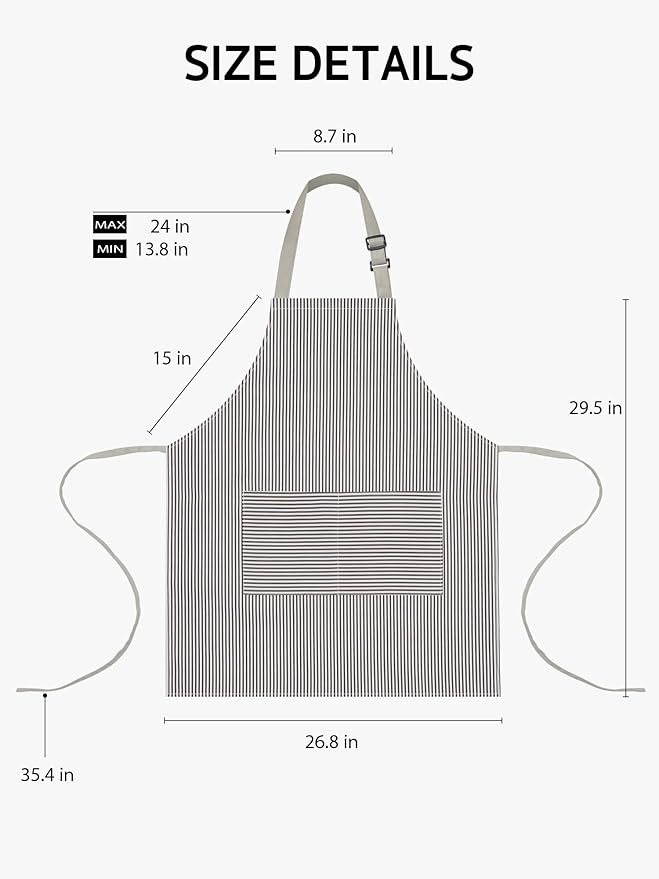 Syntus Apron for Men Women, Adjustable Cooking Kitchen Chef Aprons with 2 Pockets