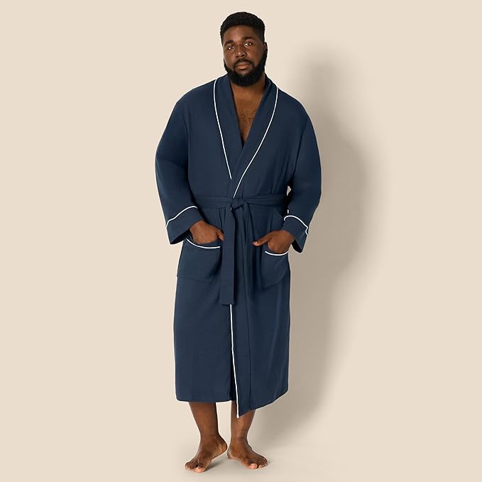 Amazon Essentials Men's Lightweight Cotton Waffle Bathrobe (Available in Big & Tall)