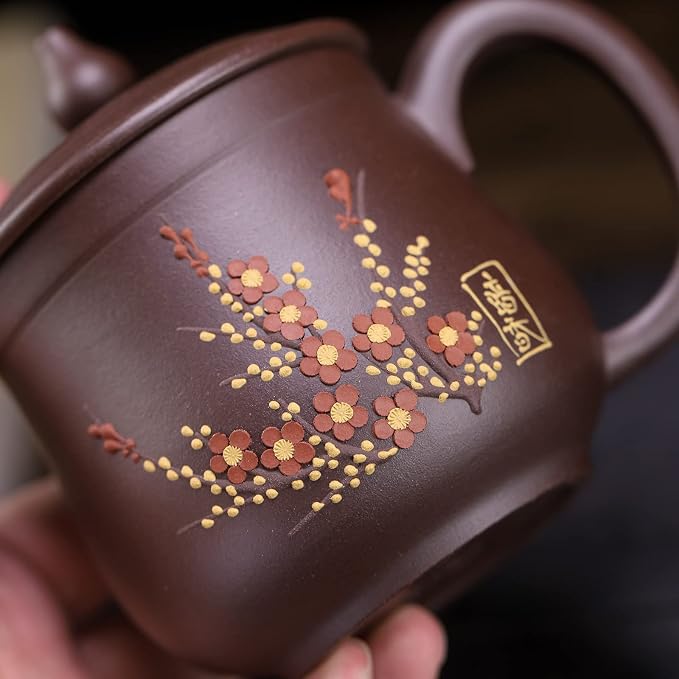 Zisha Teacup 10.8 Oz, Chinese Genuine Yixing Clay Tea Mug,Finemade Tea Cup -Zini Purple Clay