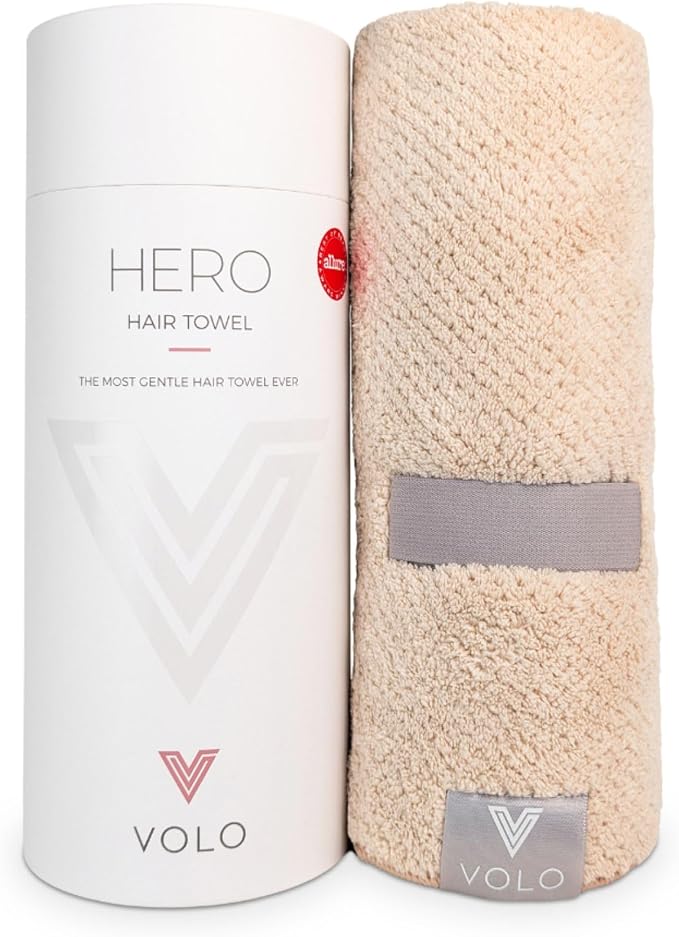 VOLO Hero Hair Towel Tube - Super Absorbent Quick Dry, Large Wrap - Latte