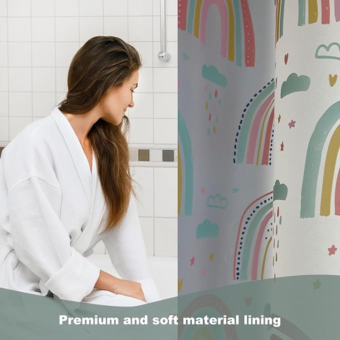 Plastic Shower Curtain Liner, Premium EVA 6G Rainbow Shower Curtain, Shower Curtains for Bathroom with 3 Magnetic Weights and Rustproof Grommets (Rainbow, 72X72 Inch)
