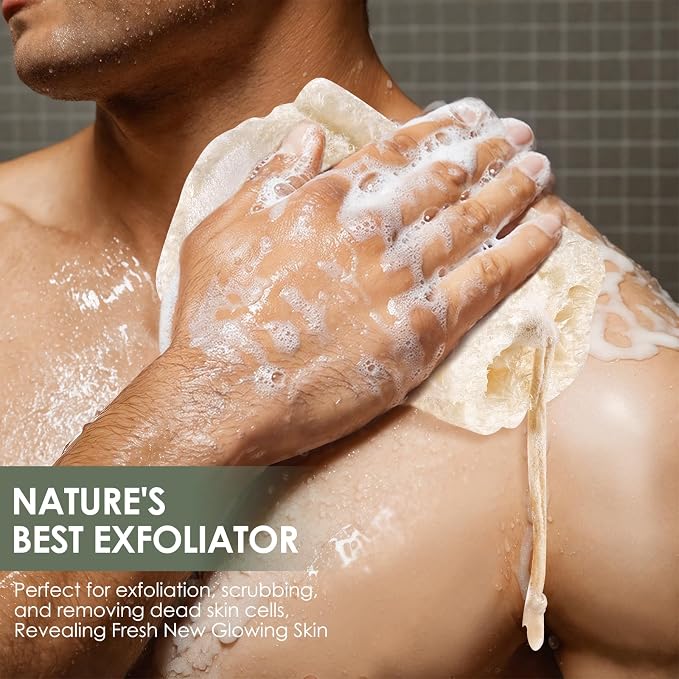 3PCS Egyptian Natural Loofah Exfoliating Body Scrubber, Natural Real Egyptian Loofah Sponge Bath & Shower Scrub exfoliating loofah for Women and Men, Luffa Sponges for Face, Back & Body