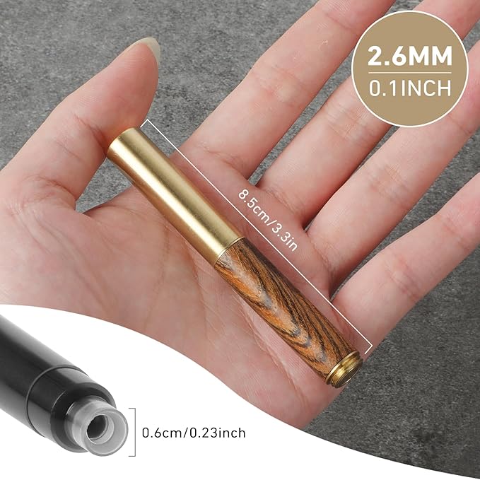 Andibro Handcrafted Wooden Fountain PenShort Paragraph (85mm) Pocket Mini Travel Fountain Pen Fancy Pens with 15 Pcs 2.6mm Black Ink Cartridges for Journaling Office School Supplies (Brown)