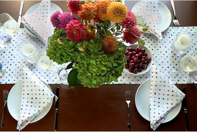 Huddleson Piccadilly Polka Dot Linen Napkin (Set of Four) Italian Luxury Made in US Sewn in US