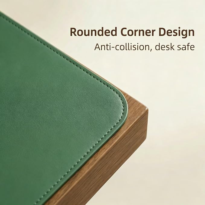 Leather Desk Mat 13.5" x 37.5", Table Protector, PU Leather Desktop Cover, Non-Slip Small Work Surface Mat, Table Blotter, Desktop Protectors on Top of Desks, Home or Office Small Desk Cover