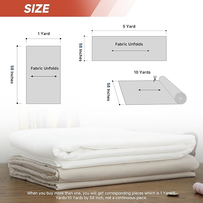 Simple&Opulence 100% Cotton Muslin Fabric, 59" inch Wide Soft, Breathable, and Muslin Linen Fabric Versatile Material for Sewing, Crafts, and Home Decor (Natural Unbleached, 5 Yard)