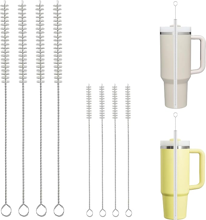 Straw Brush Cleaner for Baby Bottles,Stanley Straw Cleaner Brush 8 inch for 20oz Stanley Mugs, Straw Cleaner Brush Extra Long 12-inch,Straw Cleaner with 304 Stainless Steel Wire(8 Pack).