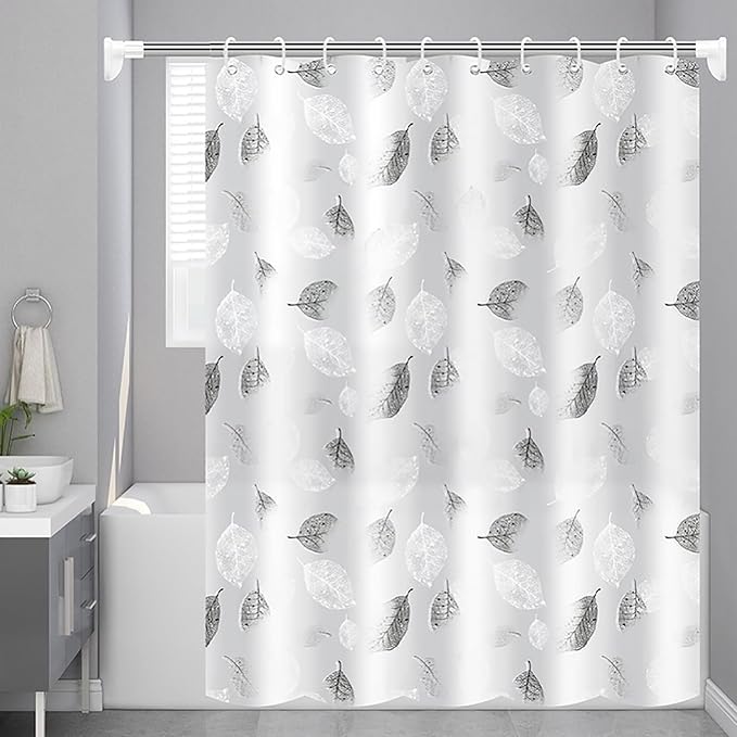 TIKABC Shower Curtain Liner, 4G PEVA Shower Liner, Plastic Waterproof Shower Curtains, 72x72 inch with Grommet Holes 3 Magnetic Weights