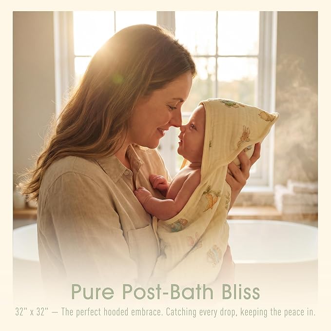 Ultra-Soft Muslin Baby Towel - 32 x 32 Inches, Ideal for Bath & Beach, Suitable for Both Boys & Girls from Newborns to Toddlers