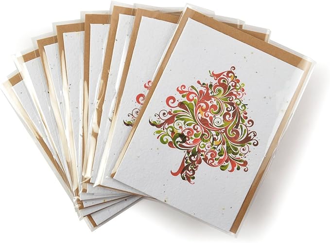 Bloomin Seeds N' Greetings Cards - Handmade Seed Paper - Holiday Tree (8 Pack)