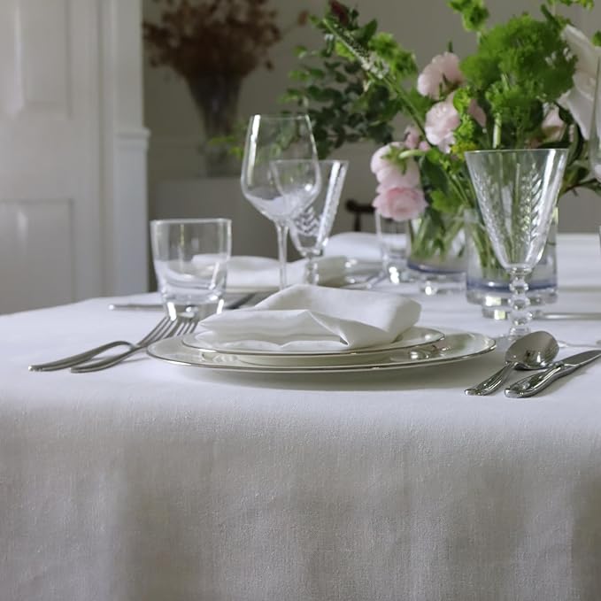 Huddleson White Linen Napkin 20x20 (Set of Four) Luxury Italian Linen Napkin Sewn in US