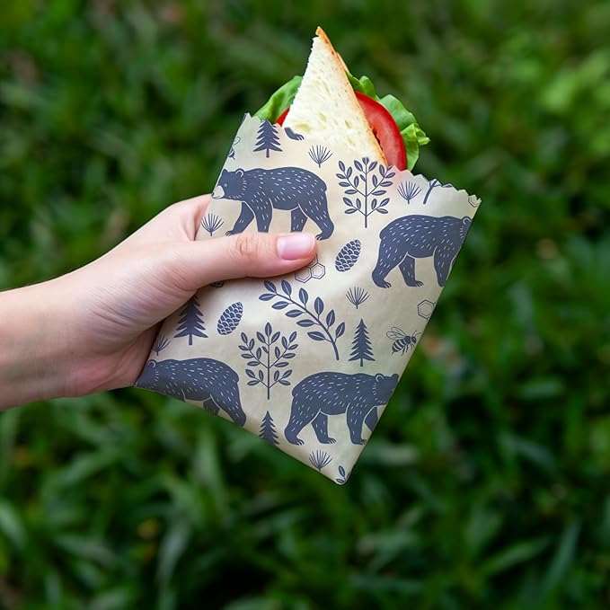 Reusable Beeswax Wrap, 9 Pack Eco-Friendly Wraps For Food, Organic, Sustainable, Zero Waste, Plastic-Free Food Storage, 1XL, 3M, 5S, Birds Bears Turtles Patterns