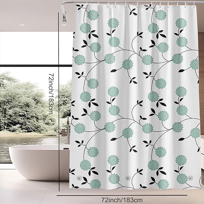 TIKABC Shower Curtain Liner, 4G PEVA Shower Liner, Plastic Waterproof Shower Curtains, 72x72 inch with Grommet Holes 3 Magnetic Weights