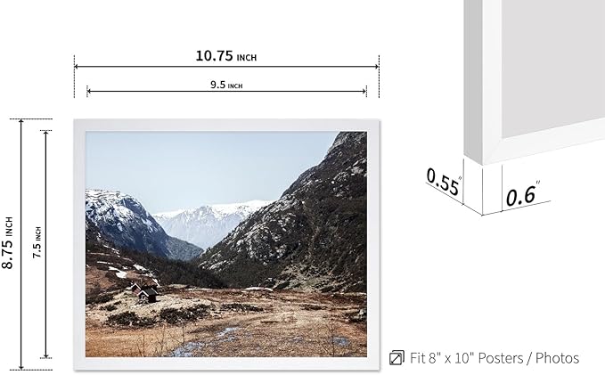 Monem Art Scandinavian Mountain Cabin Landscape Photography Print - Nordic Nature Scenic Art Poster - Wall Decor for Living Room, Bedroom or Office - 8x10 White Framed Wall Art by Mareike Bohmer
