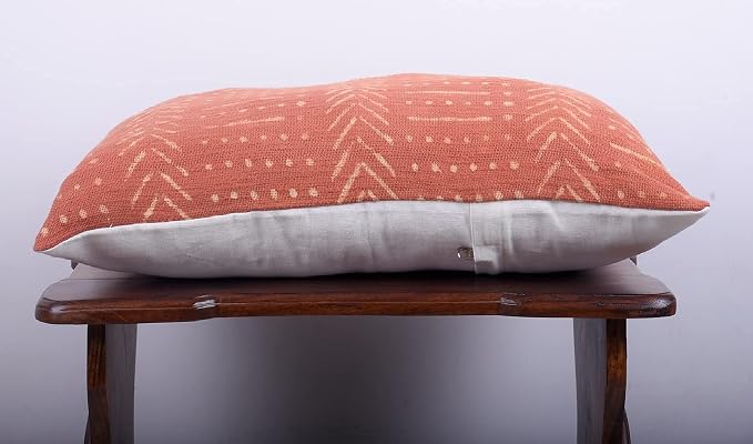 Trade Star Decorative Throw Pillow Cover 100% Cotton Cushion Case Handloomed Pillow Cover Authentic Couch Cushion Case Handmade Lumbar Spring Fall Decor Pillow Cover (Rust Snow 14X22 INCHES)