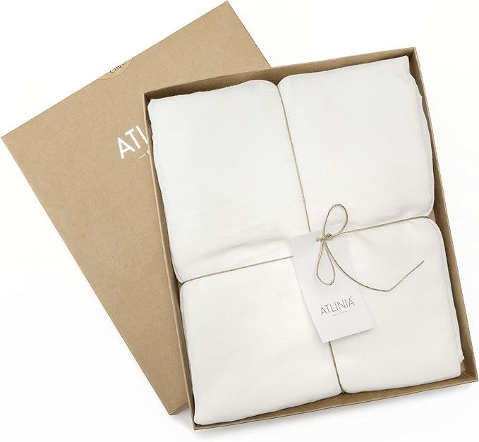 ATLINIA 100% Linen Sheer Curtain White Panel - 1 Panel Window Natural Linen Sheer for Bedroom Living Room Farmhouse Light Curtain Filtering Door Shades Privacy Rustic Boho Door Drape 84 inch