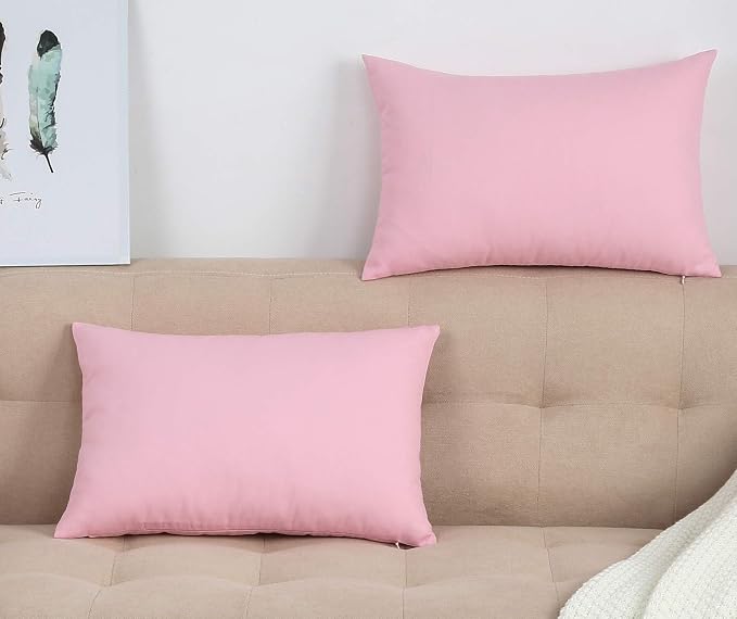 TangDepot 100% Cotton Solid Throw Pillow Cover 12x20 Salmon Pink | 100% cotton, same-color zip, machine wash & air dry. For living room, bedroom, office, car. 42 colors, 128 sizes. Cover only.