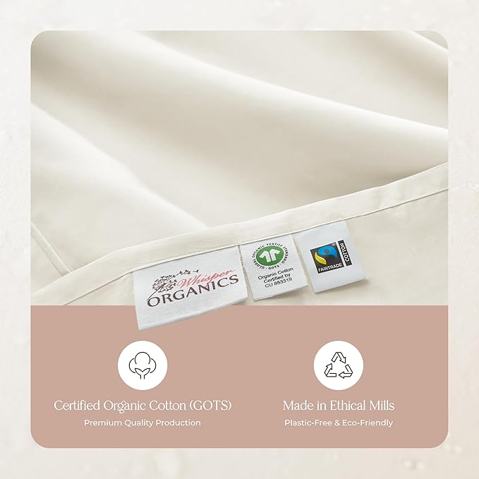 100% Organic Cotton Sheets Full Size - GOTS Certified Organic Bed Sheets with Deep Pocket 500 Thread Count and Cozy Sateen Weave Gets Softer with Each Wash - Luxury 4 Piece Set (Natural, Full)