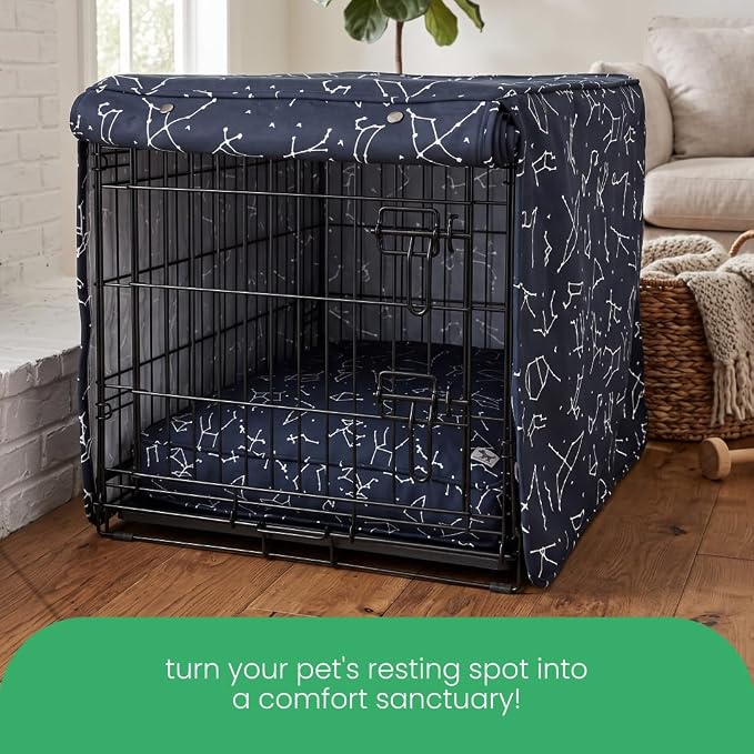 Molly Mutt Rocketman Dog Crate Cover, 100% Cotton Canvas Cover with 2 Roll-Up Panels, Ideal for Dog or Cat Crate, Durable, Washable, and Free of Harmful Chemicals, 36" x 23" x 25"