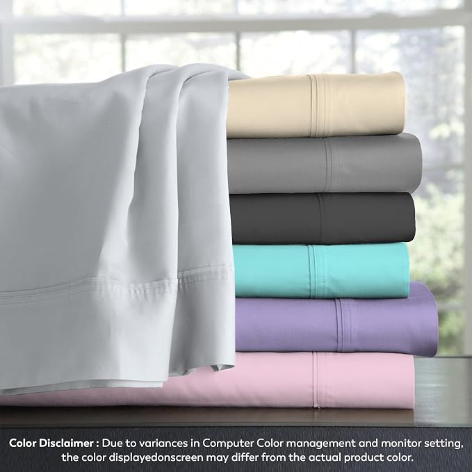 SUPREME ELEGANCE Organic 100% Cotton Light Ivory Full Size Bed Sheets, Percale Weave Cotton Sheet Set for Full Size Bed, Ultra-Soft Cool & Crisp, Breathable, Fits Mattress Upto 16" Deep