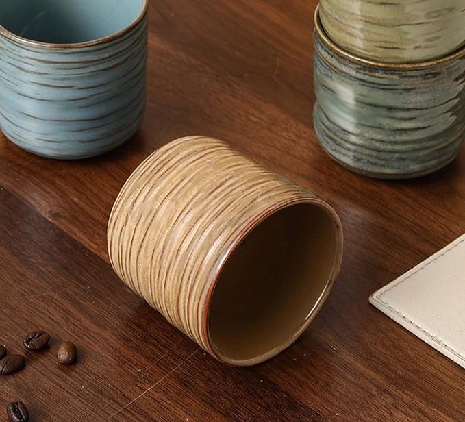 Japanese retro ceramic teacups, coffee cups, and water cups, suitable for restaurants, homes, and offices, copper.