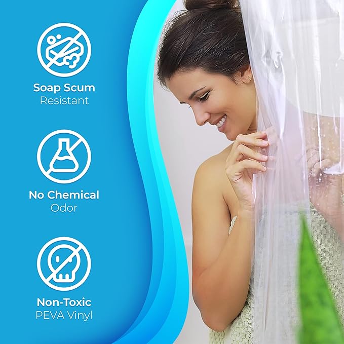 Fomaily Shower Curtain Liner - Water Resistant - PEVA - Non-Toxic - Eco-Friendly - No Chemical Odor - Rust Proof Grommets – 72x72