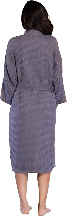 Turquaz Lightweight Long Waffle Kimono Spa Robe for Women