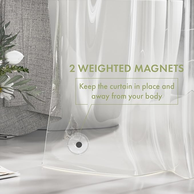 AmazerBath Shower Curtain Liner Stall Waterproof, 47x64 Clear RV Shower Curtain Liner, Plastic Shower Liner for Bathroom, Lightweight PEVA Shower Curtain with 2 Magnets and 7 Rustproof Metal Grommets