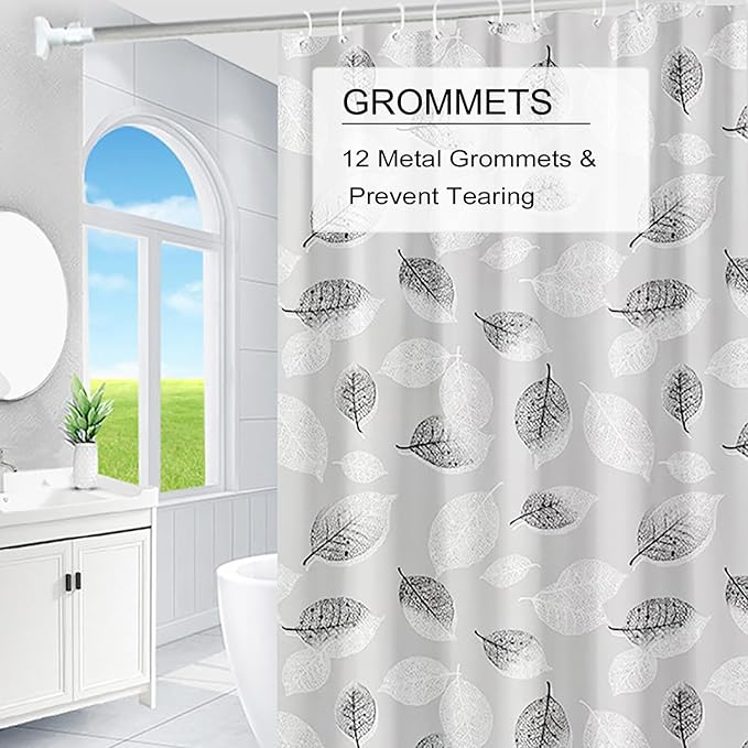 TIKABC Shower Curtain Liner, 4G PEVA Shower Liner, Plastic Waterproof Shower Curtains, 72x72 inch with Grommet Holes 3 Magnetic Weights