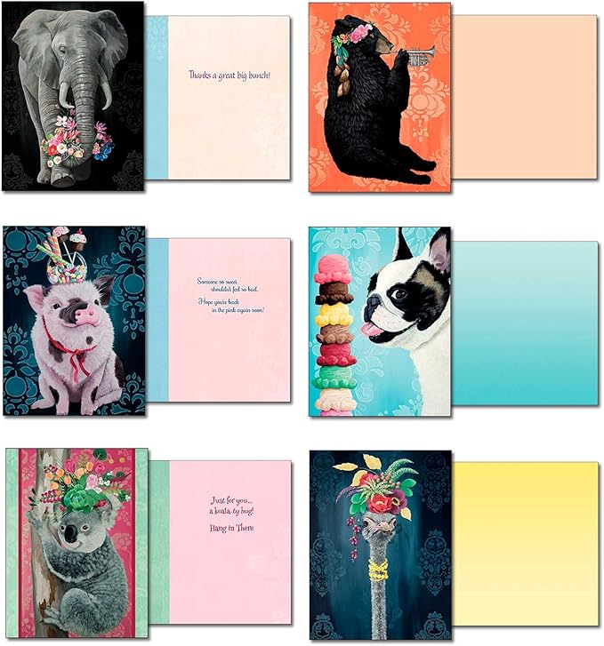 Leanin' Tree A Touch of Fancy - Made In USA - 20 Assorted Greeting Cards For All Occasions Box, Notecards with Envelope, Cute Stationary for Women - Includes Greeted and Blank Note Cards and Envelopes