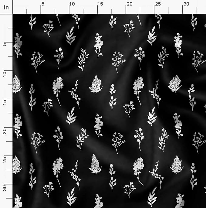 Soimoi Unstitched Crepe Fabric, 1 Yard - 42" Wide, Black - Floral Print, Soft and Light Weight Fabric Material for Suits, Garments, Dresses and Accessories