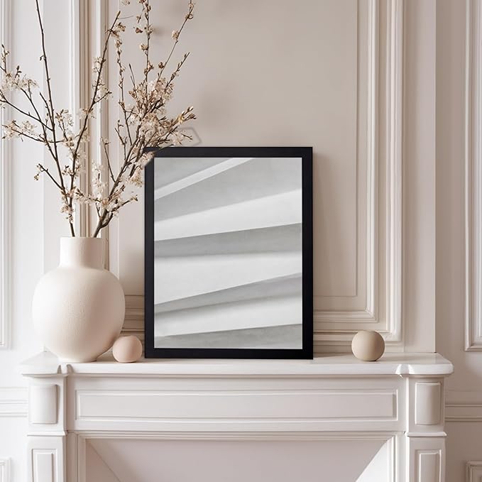 Monem Art Minimalist Paper Fold Abstract Print - Scandinavian Monochrome Texture Poster - Wall Decor for Living Room, Bedroom or Office - 8x10 Black Framed Wall Art by Mareike Bohmer