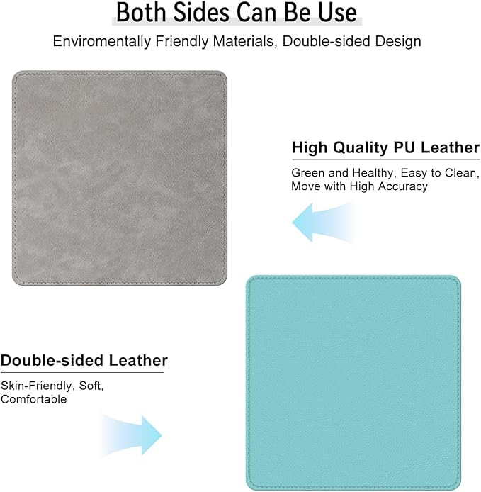 Imitation Crazy Horse Leather Desk Mat - Waterproof Desk Pad - Ideal for Large Mouse Pad and Desk Mats on Top of Desks (Light Gray+Light Blue, 11"*8")