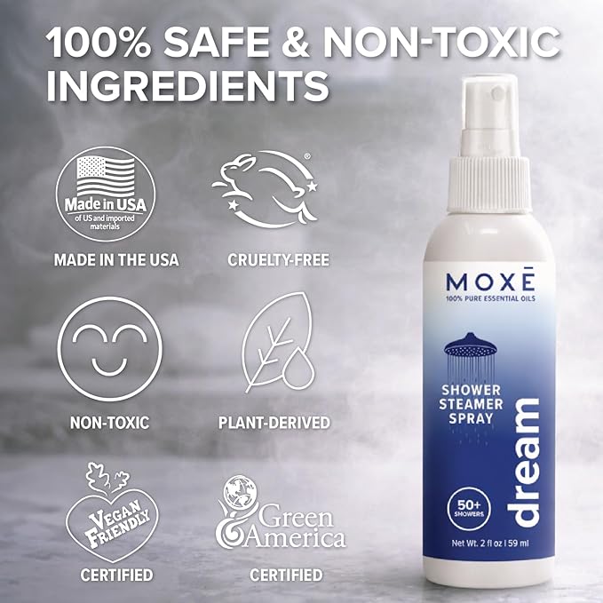 MOXĒ Shower Steamer Spray Dream Essential Oil Shower Spray – Relaxing Aromatherapy Mist for Home Spa Experience – Pure Plant Based Fragrance for Daily Routine – 1 Pack, 2oz